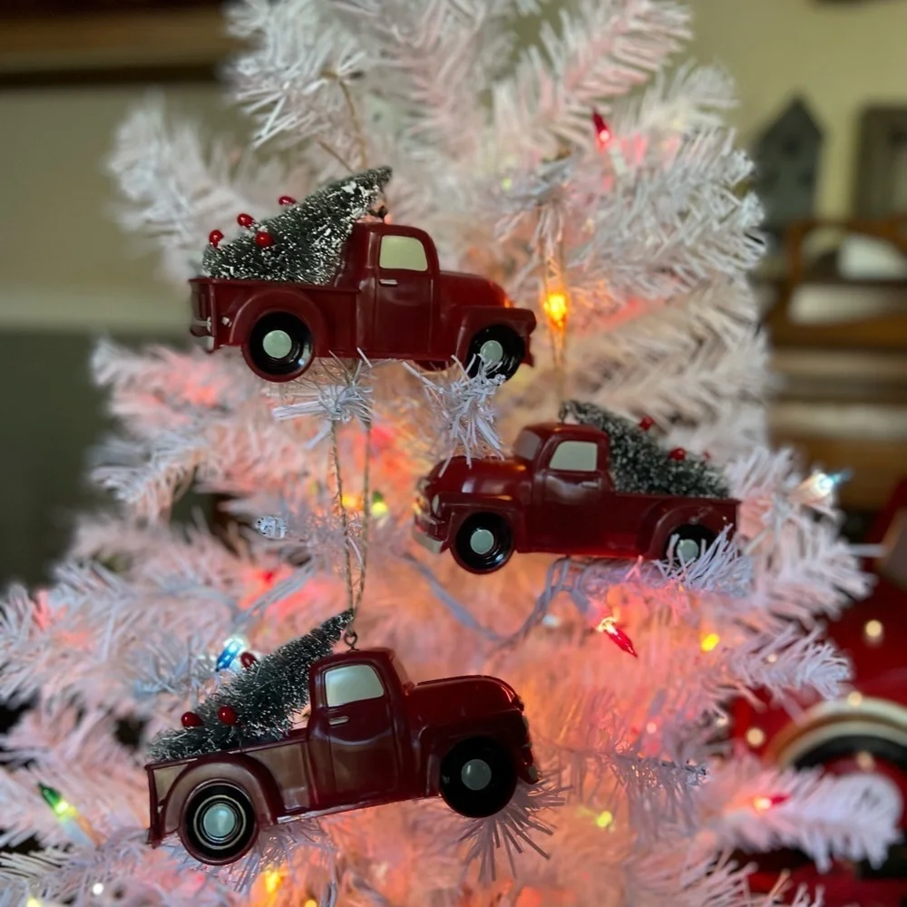 ❤️ 3x Red Truck Christmas Tree Ornaments‼️FINAL